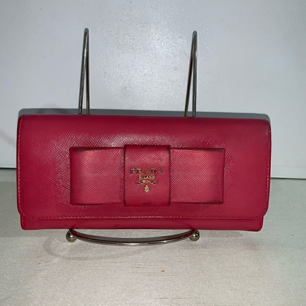 💥AUTHENTIC💥Prada Saffiano Leather Bow Wallet - Picture 12 of 14